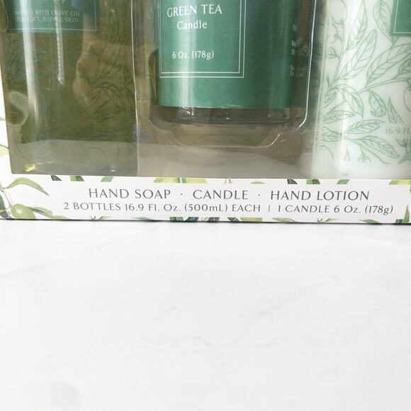 Johnson Parker Green Tea & Olive Oil Gift Set- Candle, Hand Soap, & Lotion - Picture 2 of 3